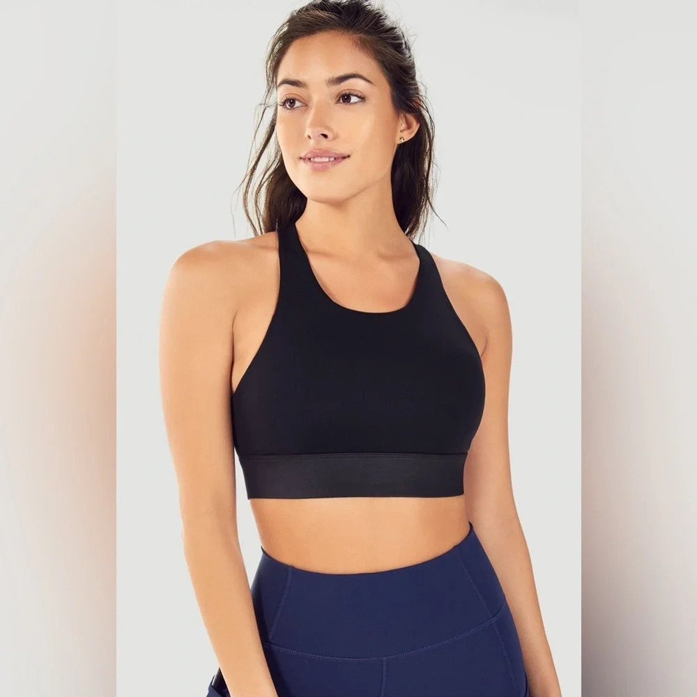 Fabletics No Bounce Black Sports Bra  - Small